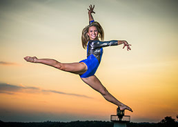 Tuscaloosa's best photographer took this picture of a high schoold senior in her gymnastics leotard leaping into the sunset. 